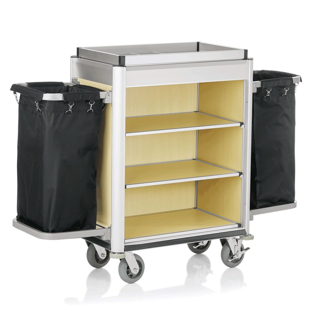 Zimmerservicewagen 2 Wäschesäcke Isabella Aluminium, MDF Holzoptik, Polyester 41 kg