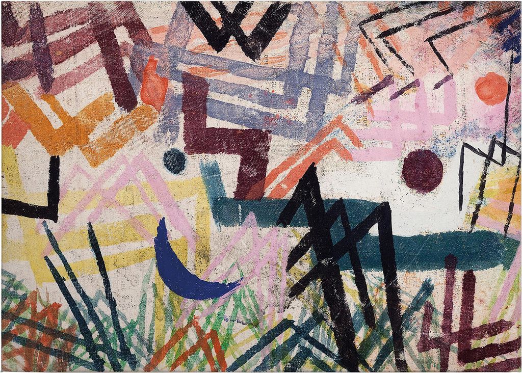 Leinwandbild Kunst 50 x 70 cm - Wandbild Blau Rosa - Keilrahmen Abstrakt Wohnzimmerdeko Wanddeko Wandgemälde