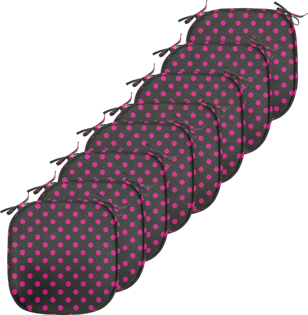 Coussin de Chaise Anti-Glisse et Imperméable Rose à Pois - Lot de 8