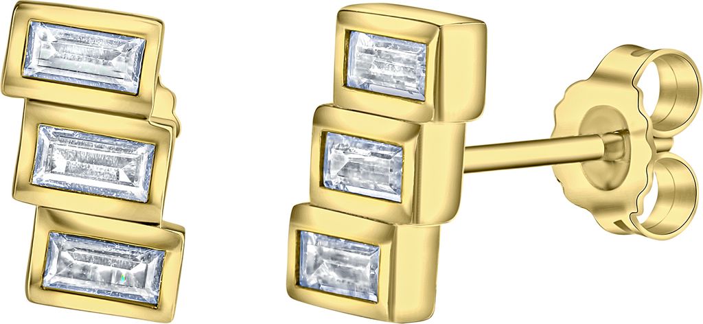 V Ohrstecker 925/- Sterling Silber 1,0cm gelb Zirkonia weiß 358220782V