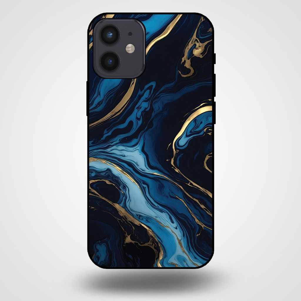 Smartphonica Handyhülle für iPhone 12 Mini mit Marmordruck - TPU-Hülle mit Marmor-Design - Gold Blau