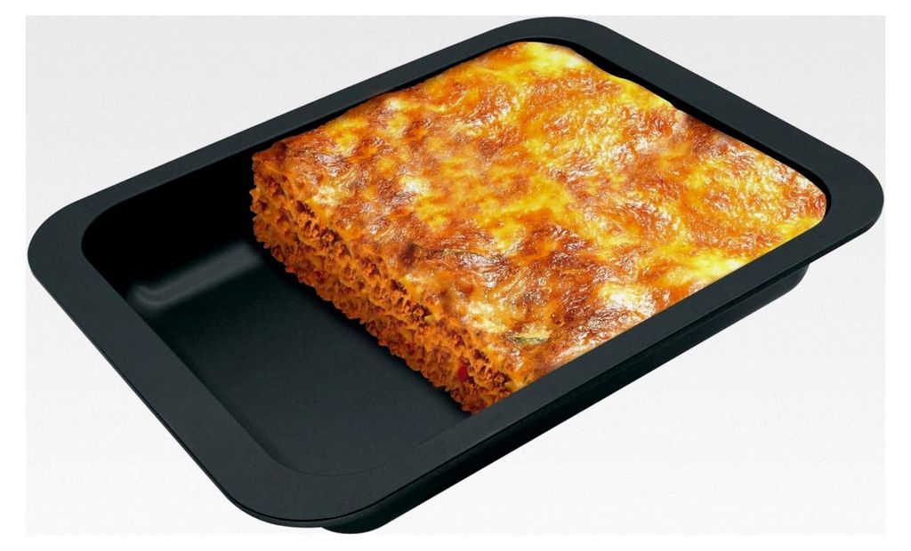 Lasagneform, Auflaufform mit zweifacher Antihaftbeschichtung, hitzebeständige Ofenform, widerstandsfähiger Bräter (Farbe: schwarz), Menge: 1 Stück