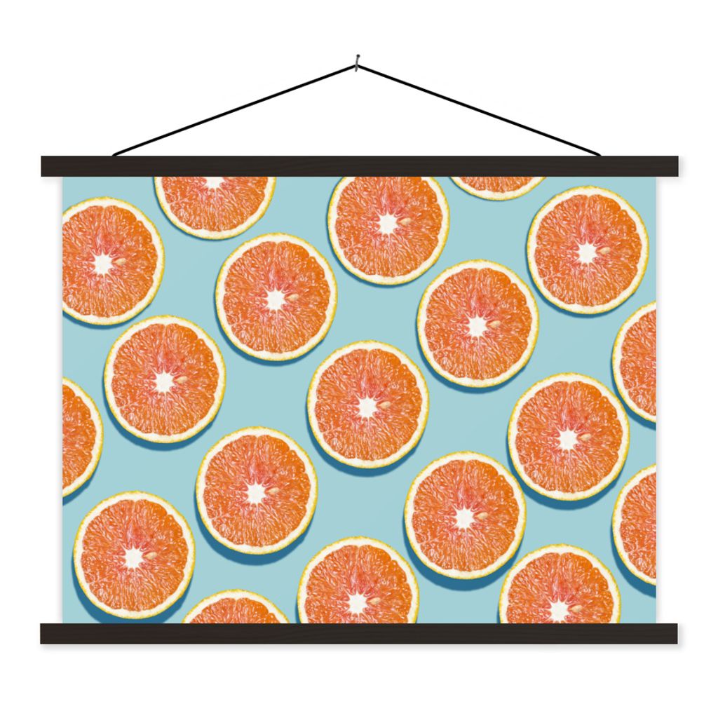 MuchoWow Textilposter Orange - Sommer - Blau 60x45 cm mit schwarzem Rahmen - Poster Schlafzimmer