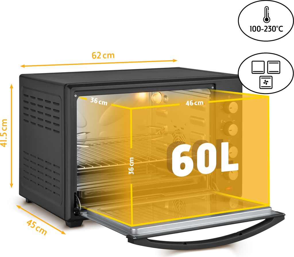 TZS First Austria Minibackofen 60L, Pizzaofen mit Umluft Produktbild 2
