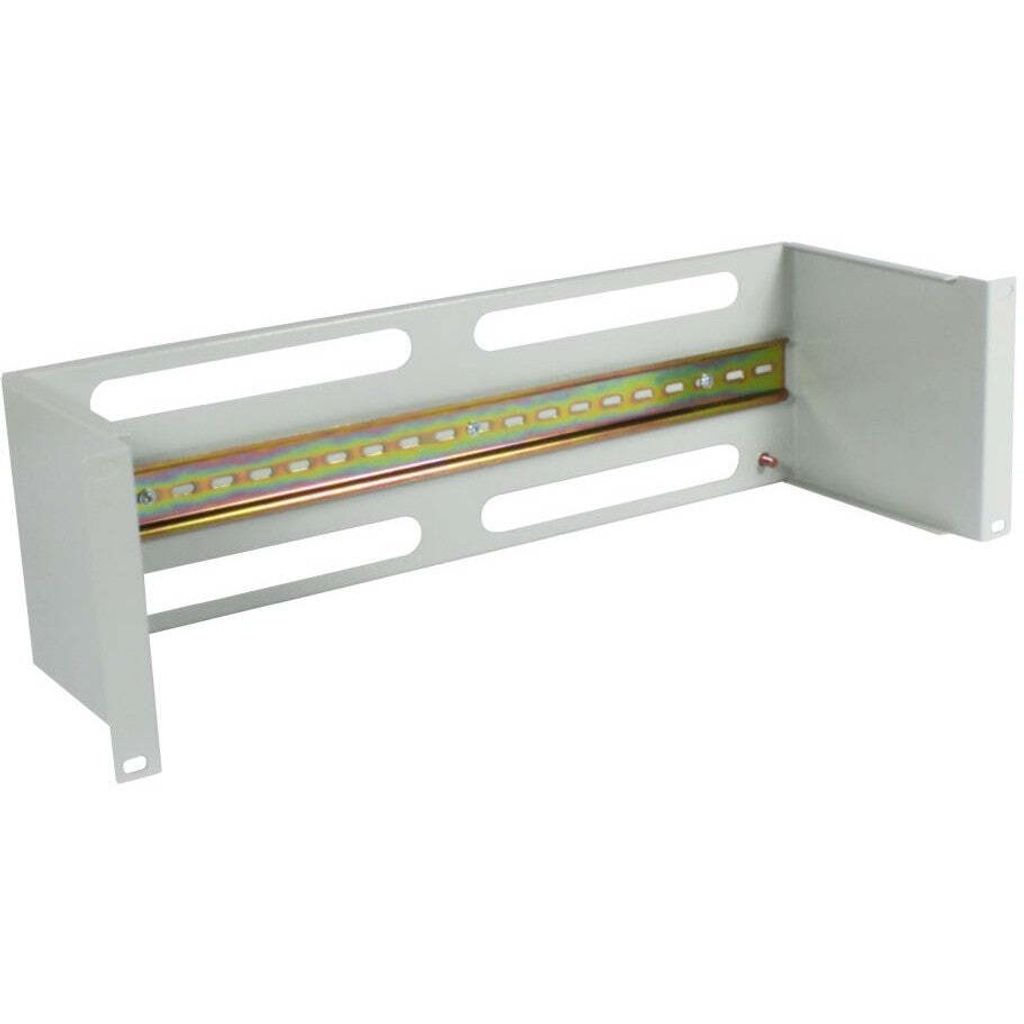 ALLNET Gerätehalter für Hutschiene/DIN-Rail Geräte T150mm/3HE Lichtgrau Frontmontage
