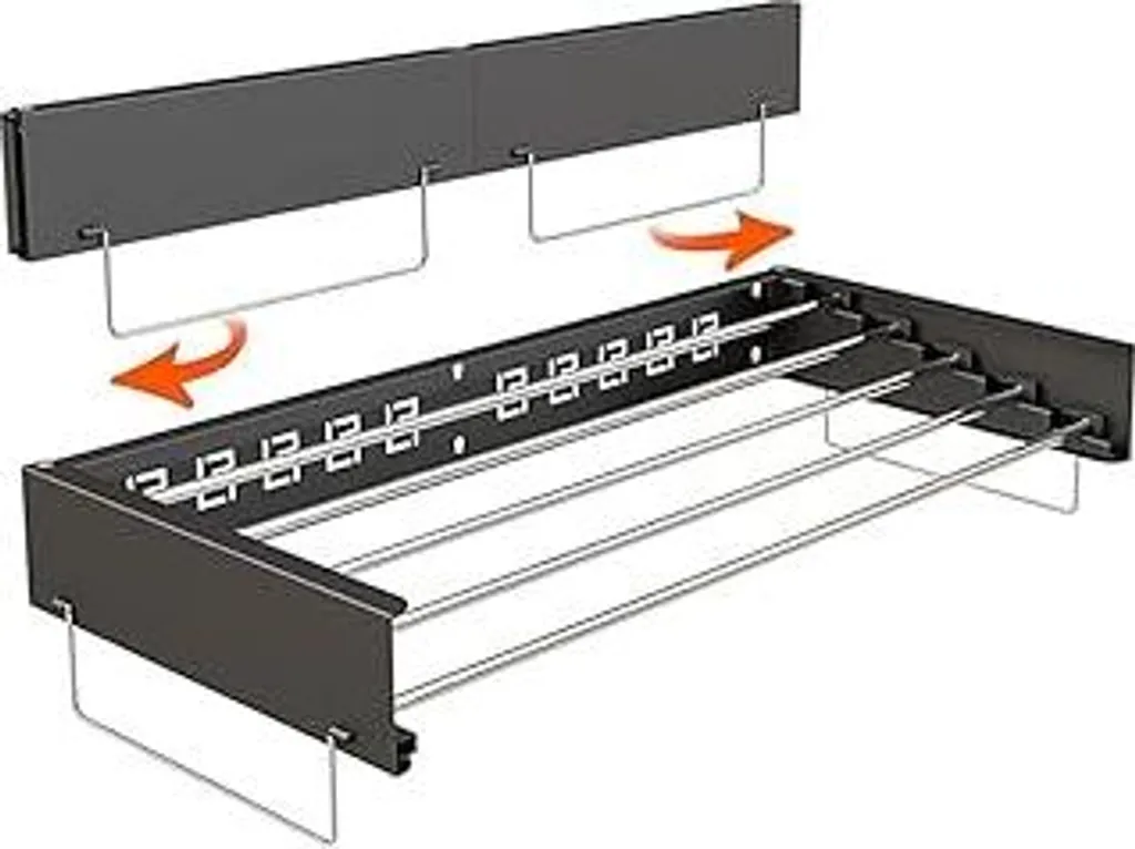 Eifelblick - Stendibiancheria estensibile - Stendibiancheria compatto e stabile con montaggio a parete, filo estensibile XXL, 100 cm, facilmente ripiegabile, design moderno e salvaspazio, facile da montare