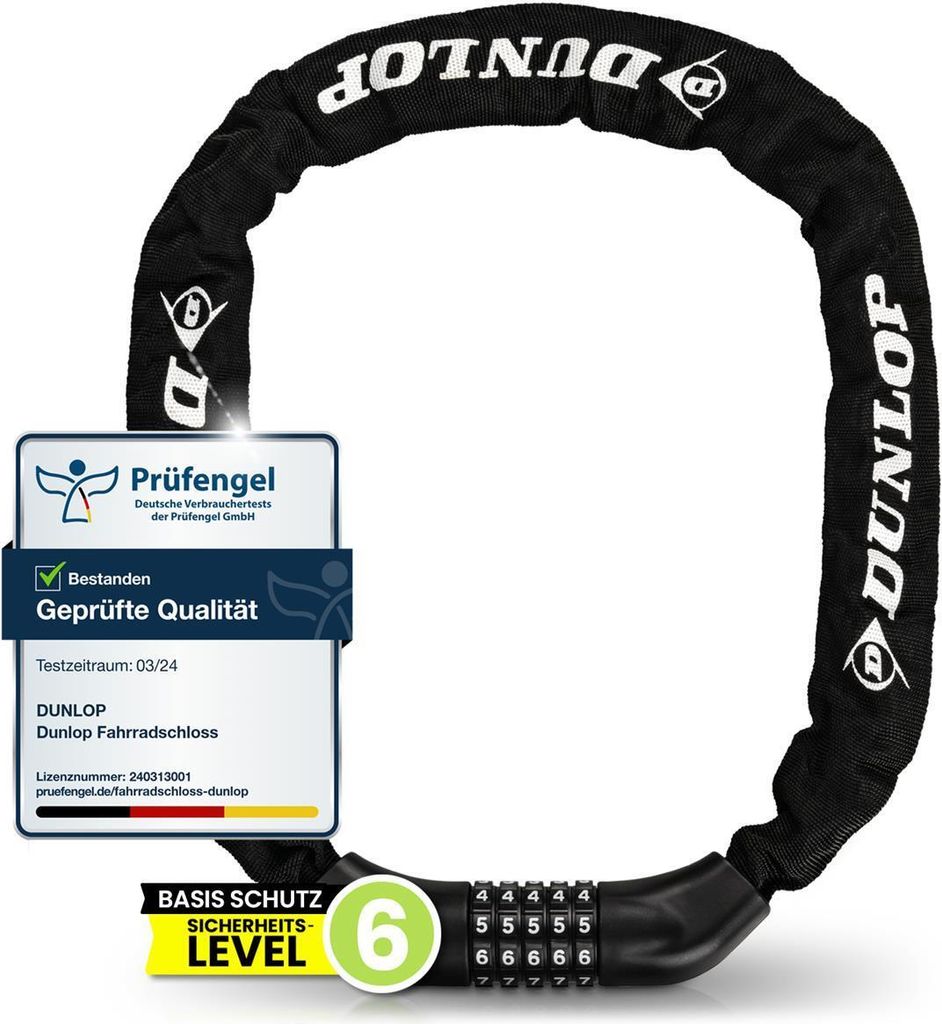 DUNLOP Fahrradschloss Zahlenschloss - Hohe Sicherheit - 100 Produktbild