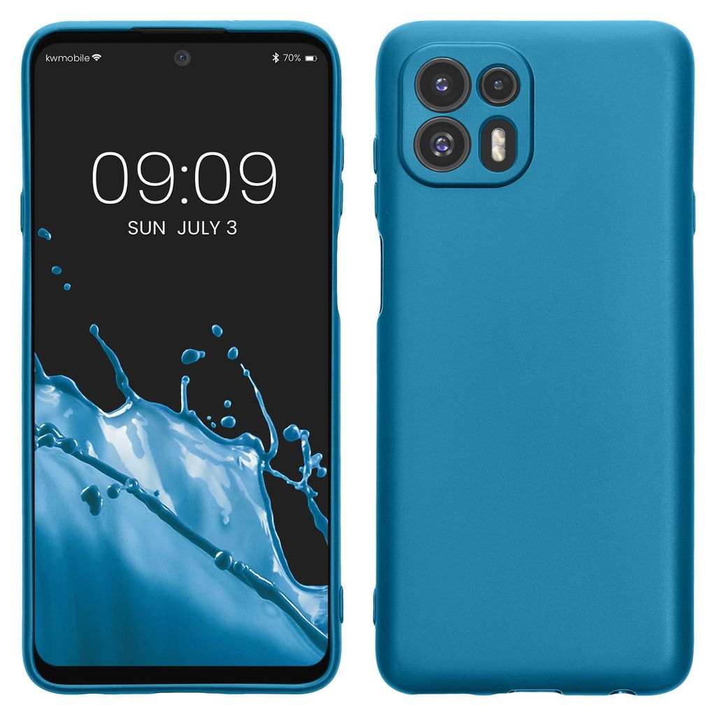 kwmobile Handyhülle für Motorola Edge 20 Lite Hülle - TPU Case - Kabelloses Laden - Schutzhülle Cover in Karibikblau