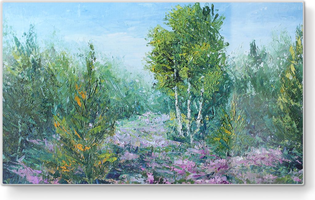 DEQORI Frühstücksbrett Glas 23x14 cm 'Lebendiger Waldmorgen' Schneidebrett Schneideplatte