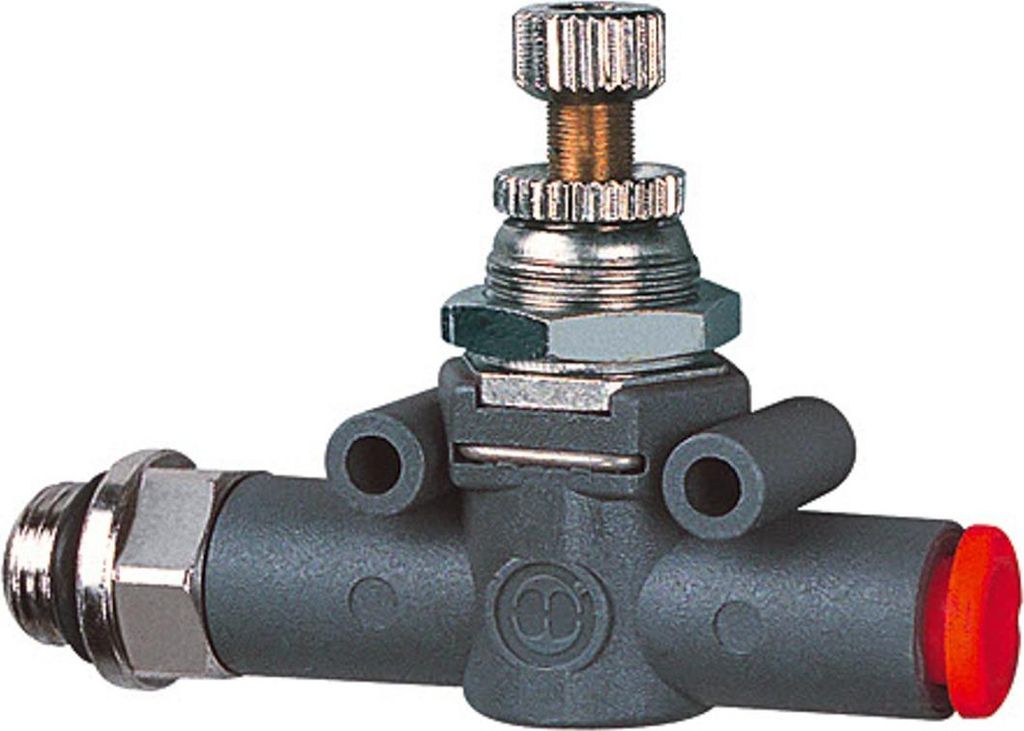 Riegler Drosselrückschlagventil einseitig, Gew.-Schl., G 1/4, Schl.-Ø 6