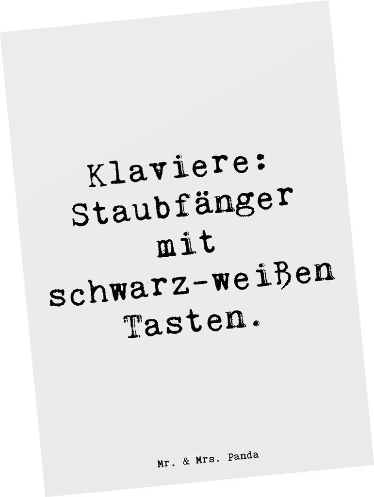 Mr. & Mrs. Panda Ansichtskarte Spruch Klavier Staubfänger - Weiß - Geschenk, Grußkarte, Postkarten, Konzert, Klavierspieler, Musik, Postkarte, D...