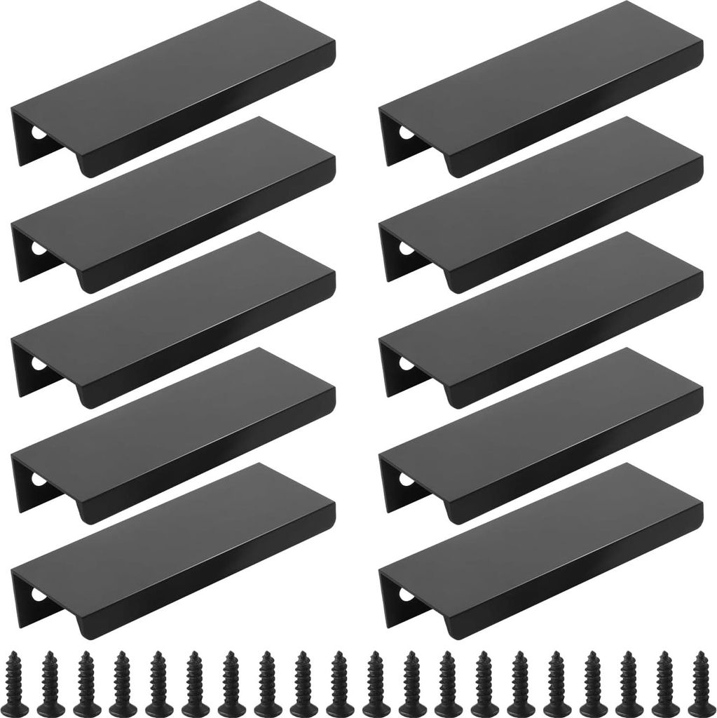 10 Stš¹ck Verdeckter M?belgriffe mit Schrauben, Aluminium Schubladengriffe Schwarz Matt, 80mm Moderne Griffe for Garderobe Kš¹cheng Schrank Sch...