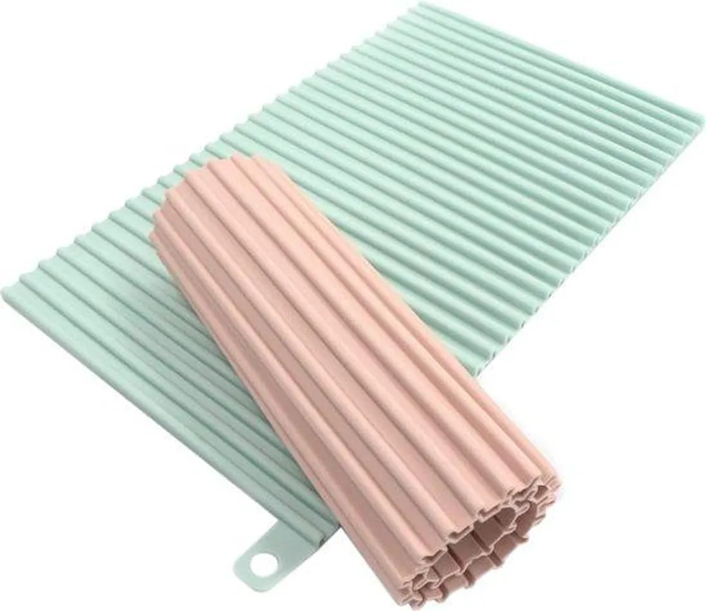 Set de table en silicone antidérapant bleu et rose 30x18 cm - 2 pièces