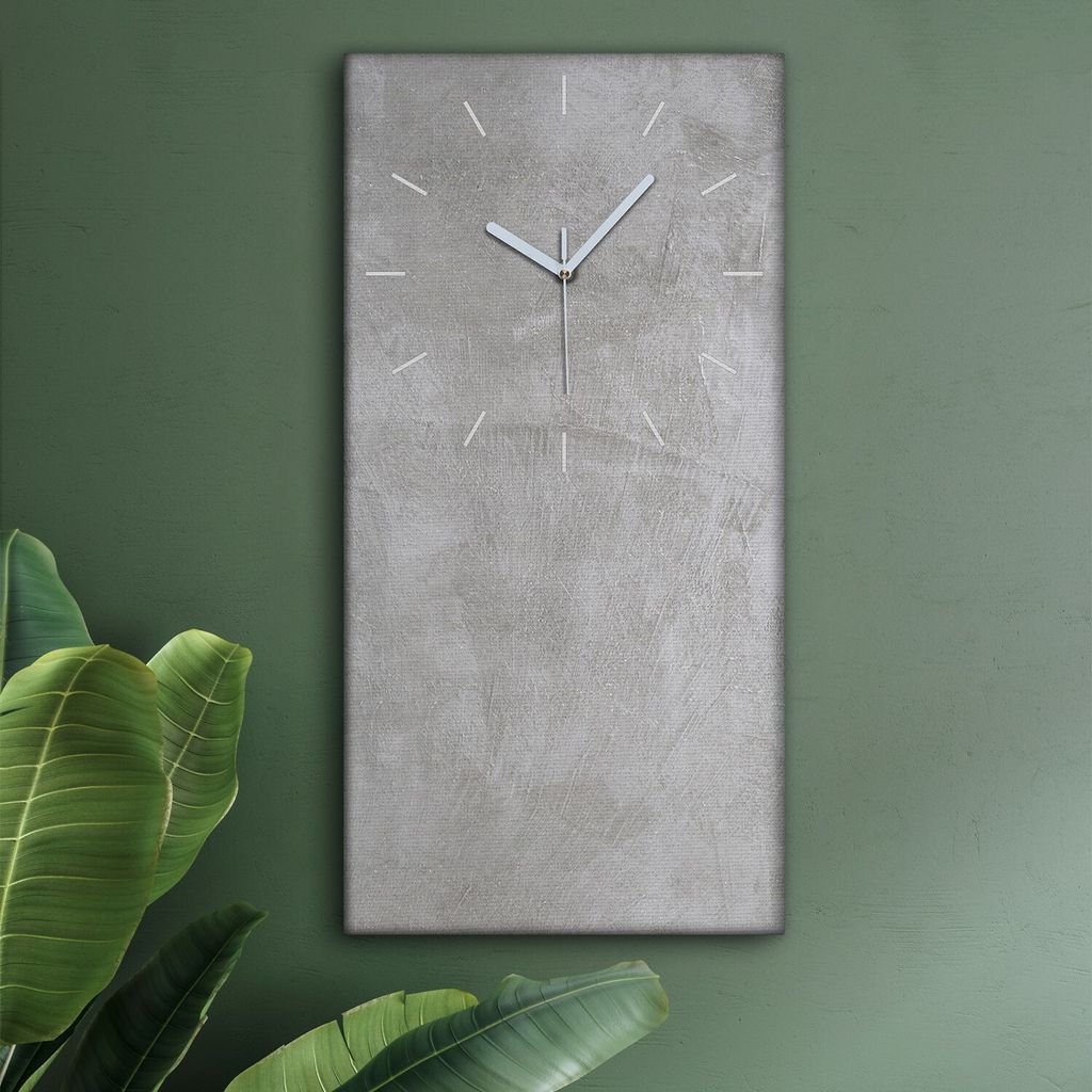 Wohnzimmer Leinwand Uhr Geräuschlos Küche 30x60 Beton, Motive, Struktur, Textur, weiße Zeiger