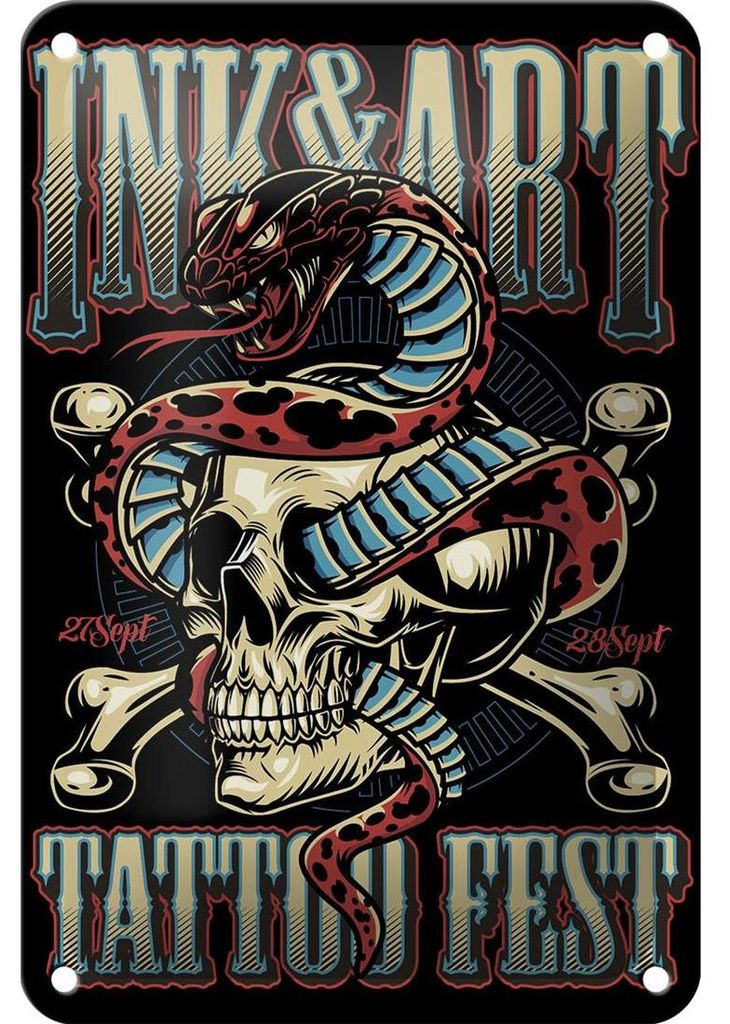 Blechschild Tattoo 12x18cm Tattoo Fest 27 28 Sept