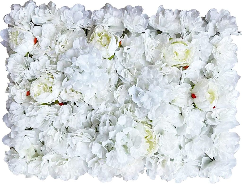 6X Blumenwand Kunstblumen Rosenwand Weiß Künstliche Blumen Säule Blumen Wand Flower Wall DIY Hochzeit Straße Panel für Garten Hochzeit Deko 60...