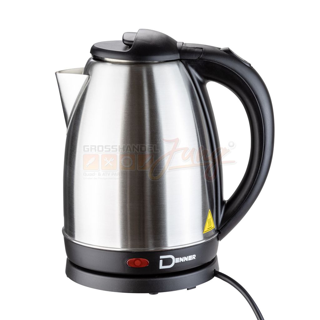 Dema DWK180A Schnurloser Wasserkocher, Edelstahlgehäuse, 1,8 l FÃ1/4llmenge, 1800 Watt, 360° Sockel, Trockengehschutz, Abschaltautomatik