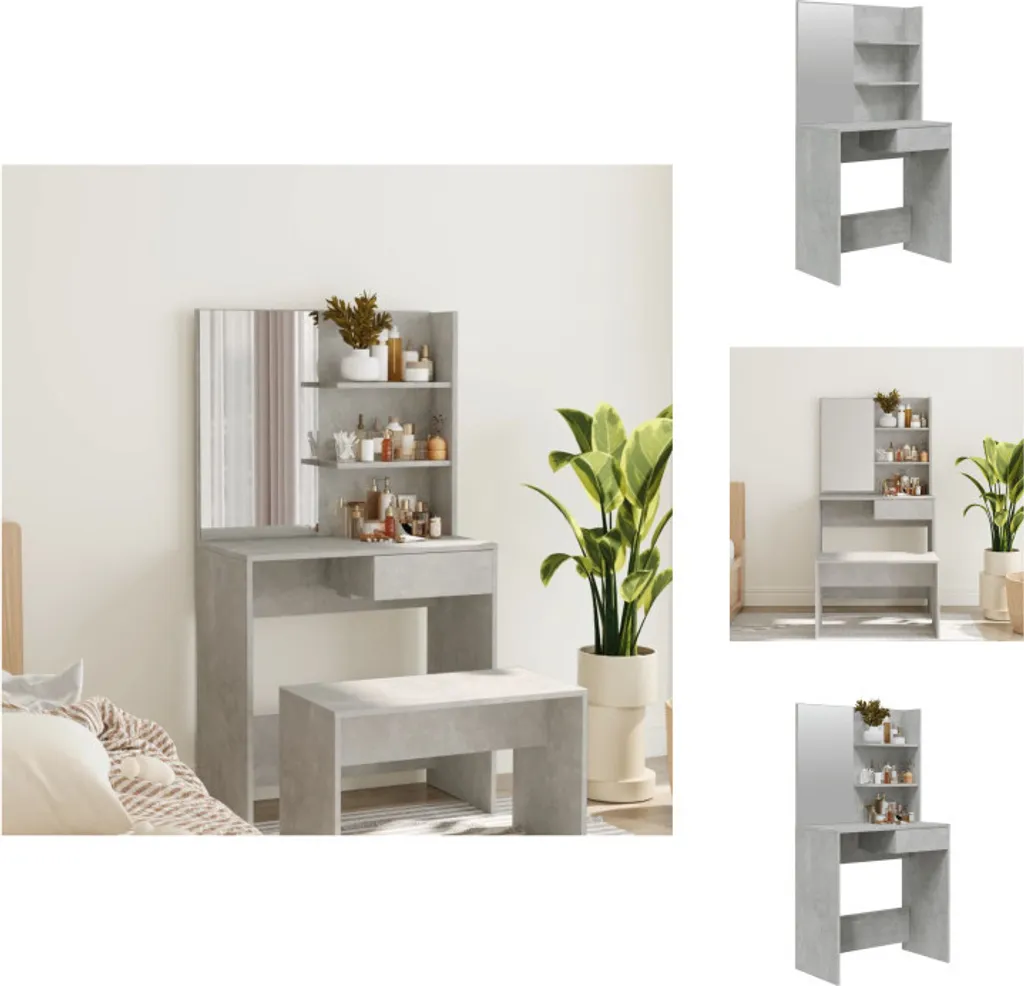 Toletta Trucco vidaXL 74,5x40x141 cm Grigio Cemento - Design Moderno