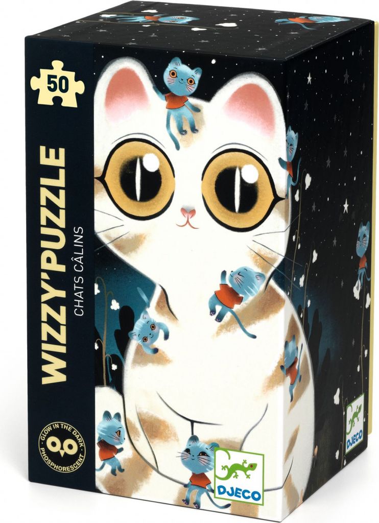 DJECO Beleuchtetes Puzzle Niedliche Katzen 50 Teile