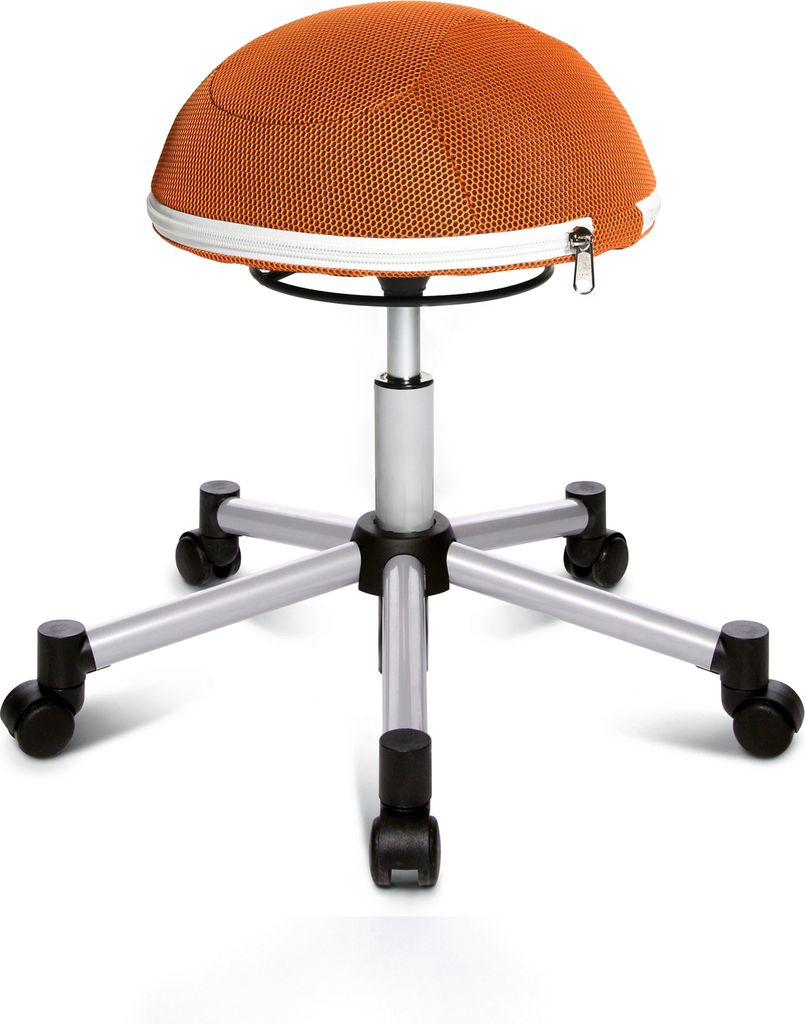 HALF BALL - Arbeitsstuhl Arbeitshocker Silber/Orange Produktbild 1