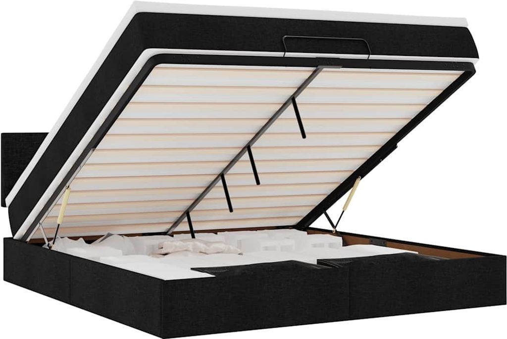 vidaXL Ottoman-Bett mit Matratze Schwarz 180x200 cm Stoff