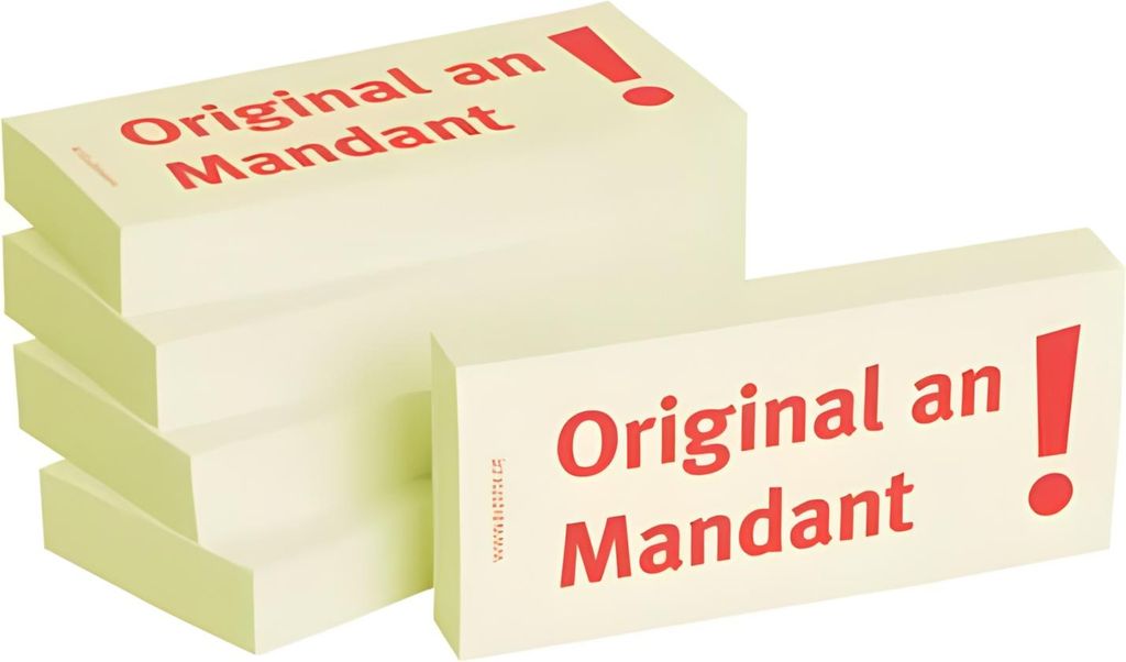 BIZSTIX Haftnotizen "Original an Mandant" - 75 x 35 mm, 5x 100 Blatt