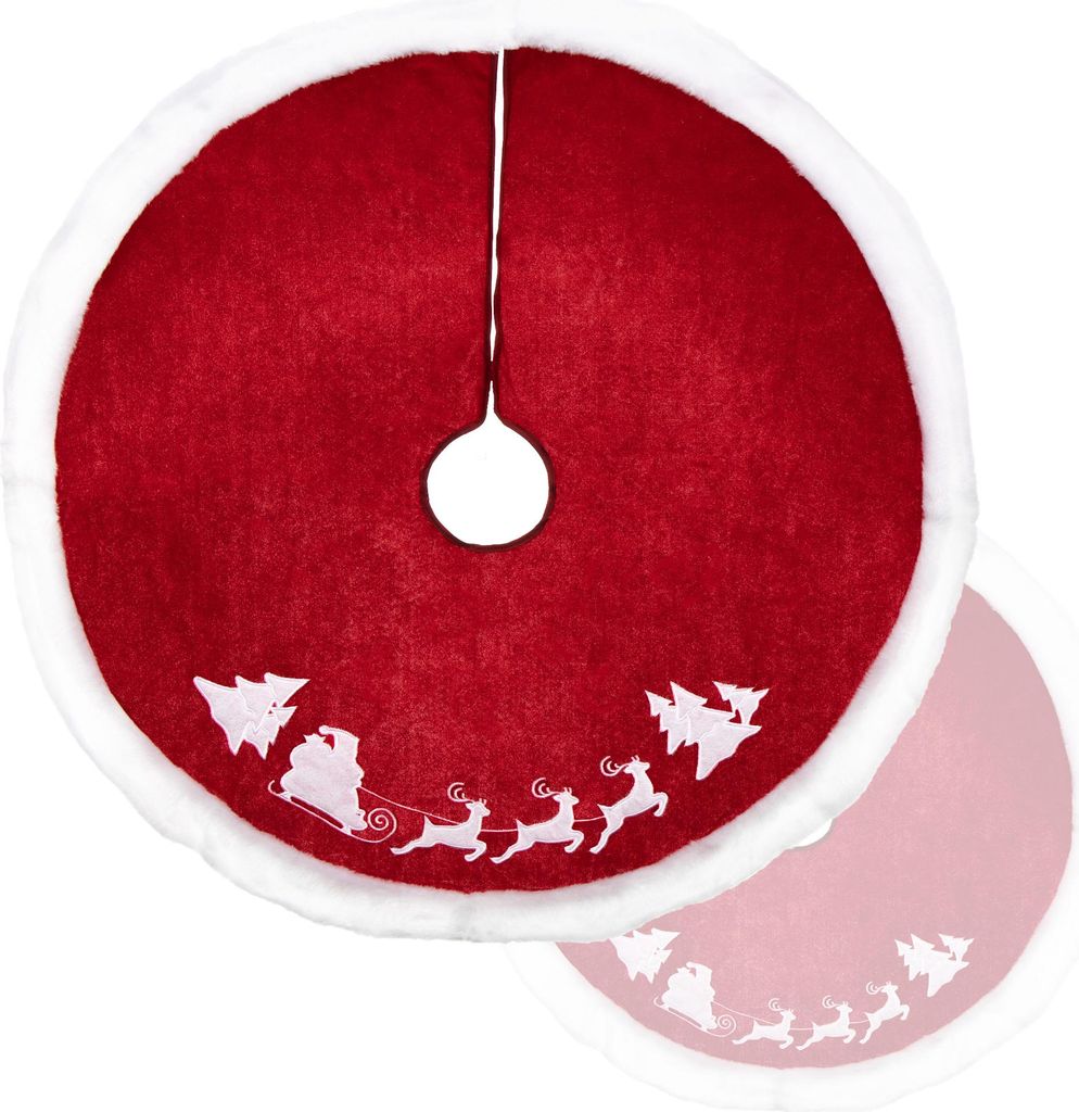 COM-FOUR Premium Weihnachtsbaumdecke zum Schutz vor Tannennadeln - runde Christbaumdecke für den Lichterbaum - Unterlage mit Weihnachtsmotiv - f...