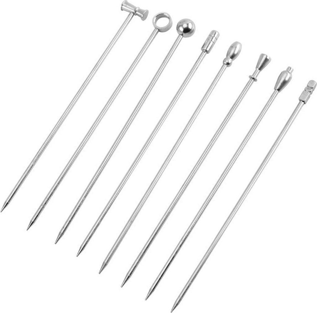 16 Cocktailspieße, Zahnstocher, Martini-Olivenspieße aus Edelstahl für Bar, Grill und Obst