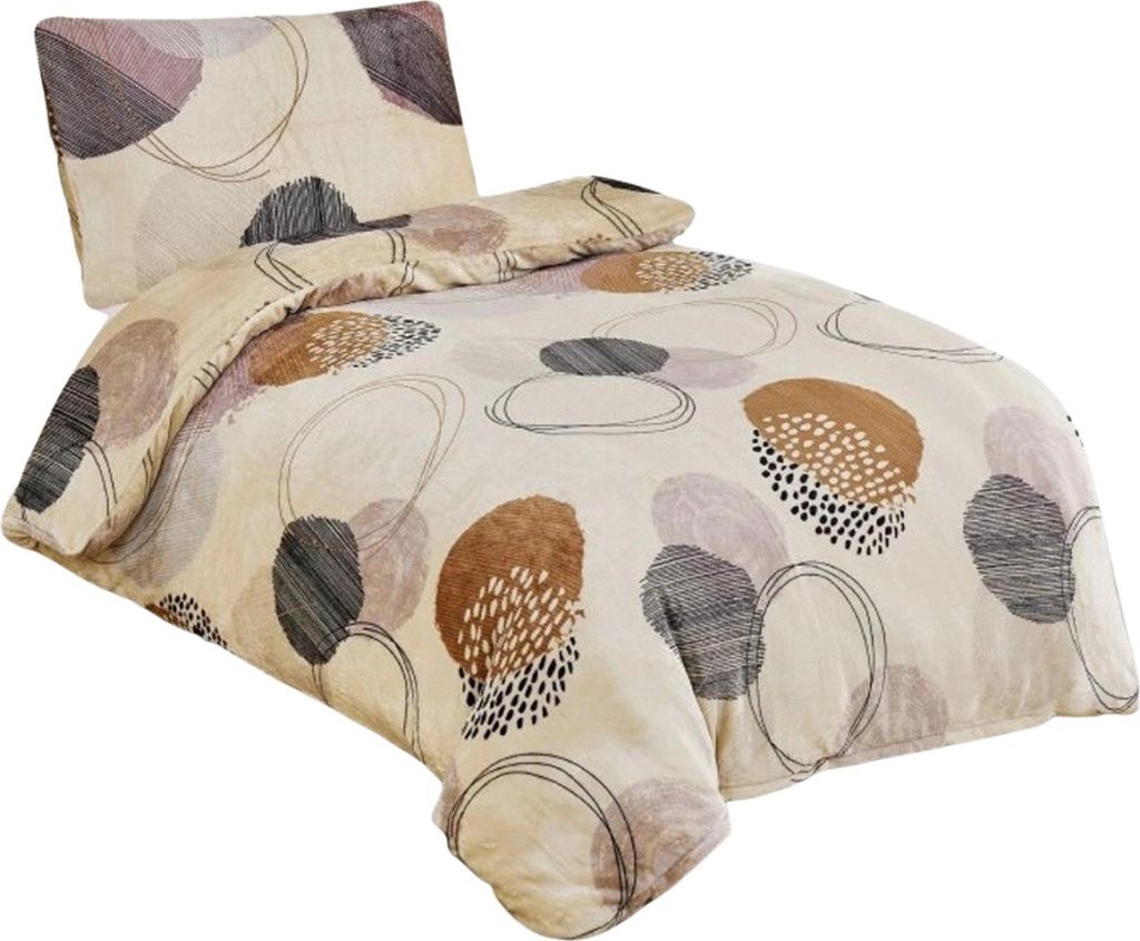 Leinen-Mikroflanell Circles braun 140x200, 70x90 cm