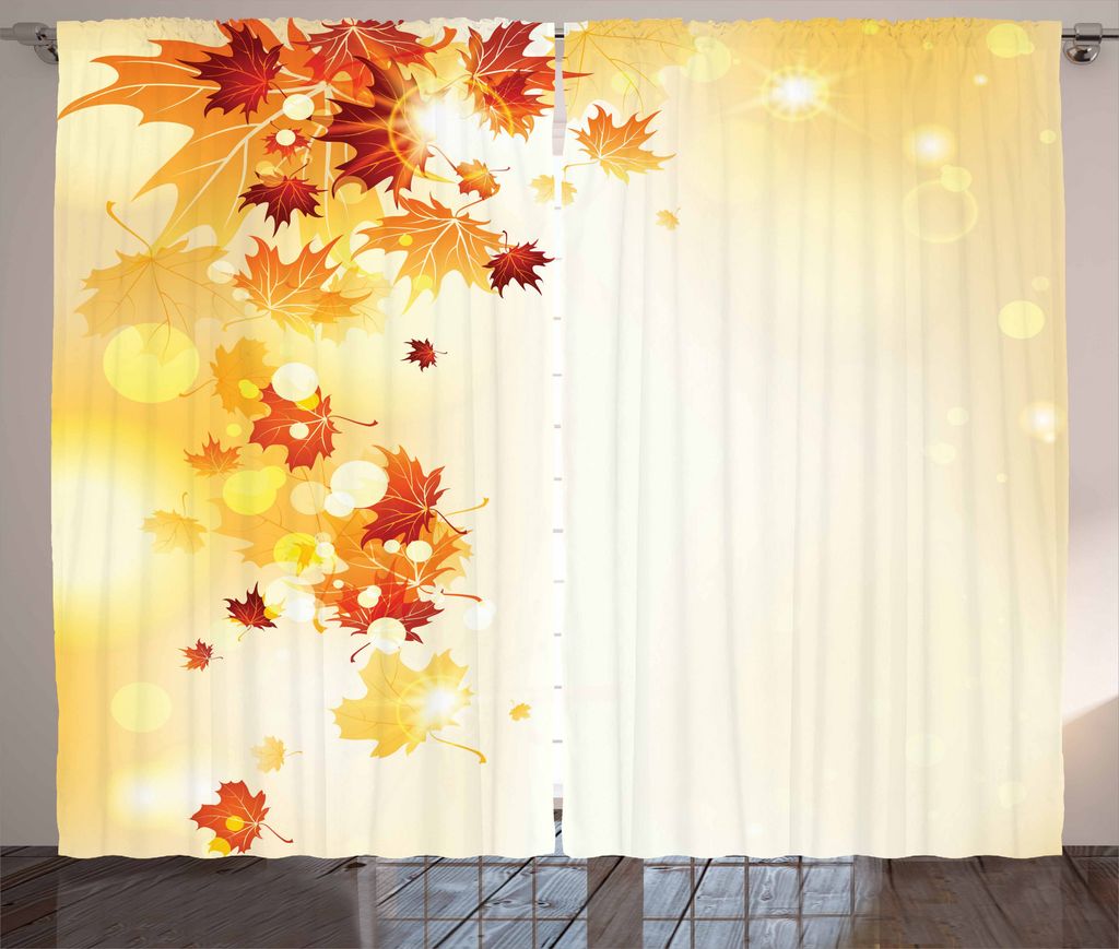 ABAKUHAUS Herbst Rustikaler Vorhang, Fliegende Blätter Saison, Wohnzimmer Universalband Gardinen mit Schlaufen und Haken, 280 x 175 cm, Pale Yello...