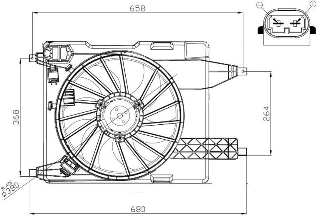NRF 47966 - OE 7701057254 Kühlerlüfter für Grand Scenic II (JM), Megane II, Scenic II, Kangoo (KW), Kangoo (FW)