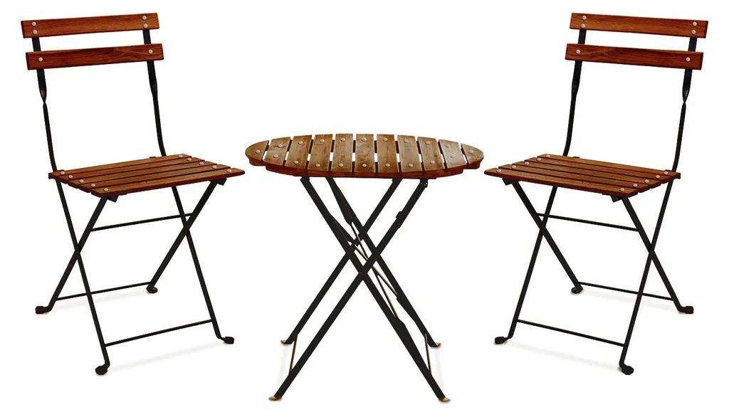 Mobilier de Balcon Pliable Avolio avec Table Ronde et Chaises en Acier