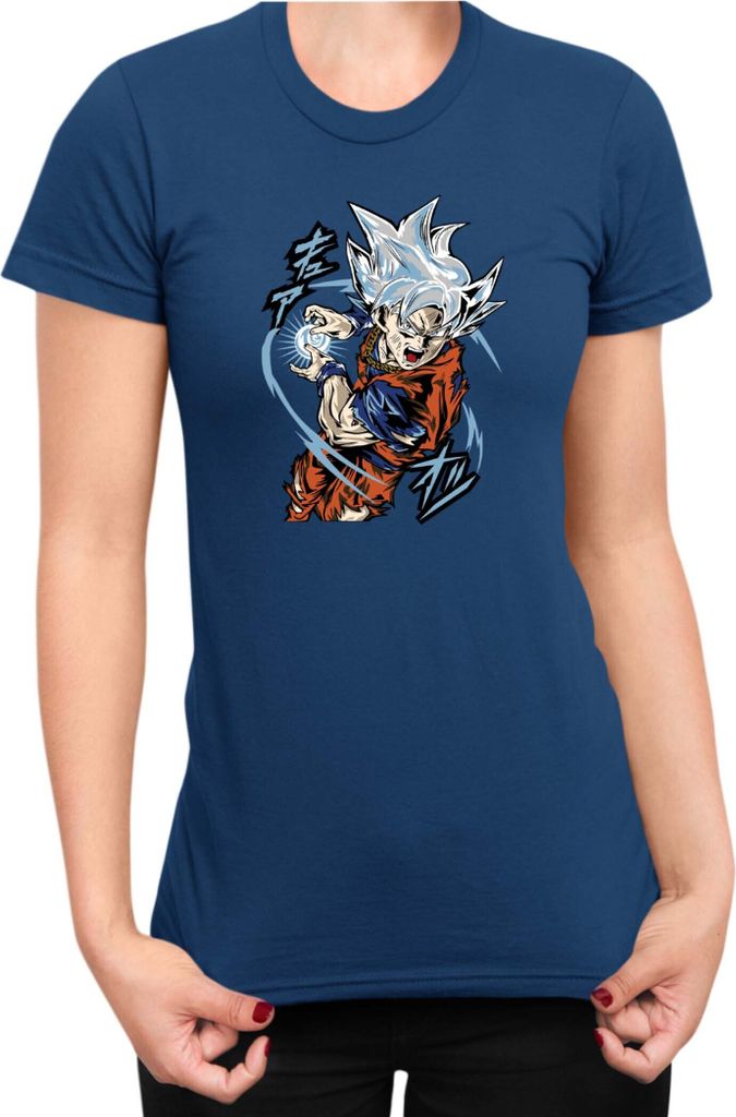 Damen T-Shirt Dragon Anime Manga Ball Z Goku 40, Lady S / Dunkelblau