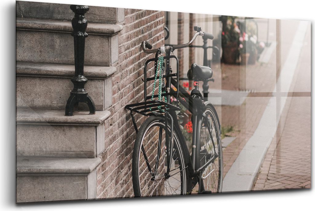 120x60 - Glasbilder - Bilder auf Wandbild - Foto auf Glas - Ein Fahrrad in der Stadt