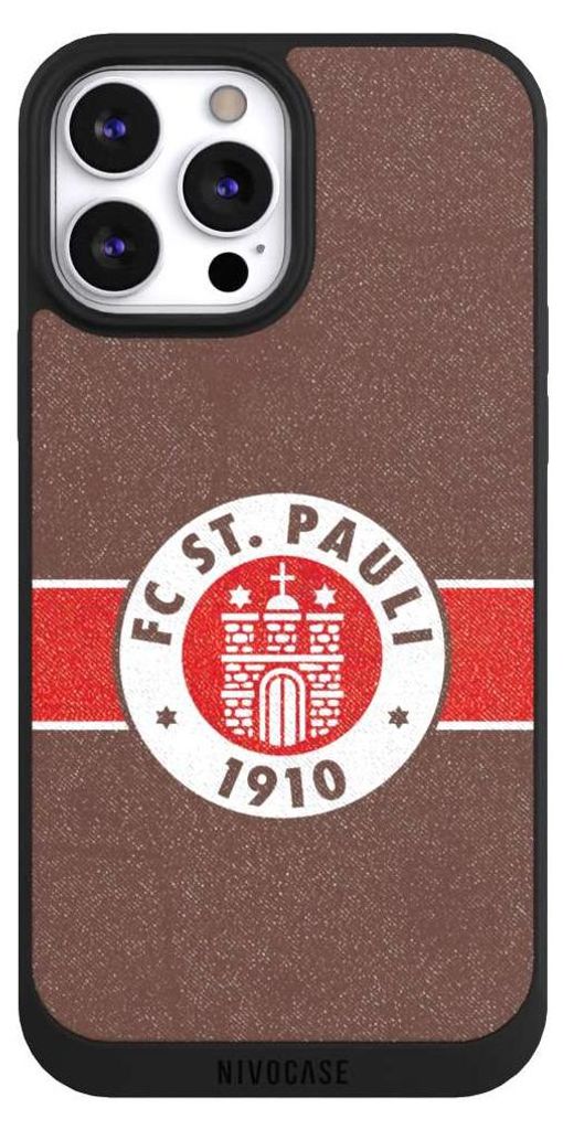 NIVOCASE Handyhülle für Apple iPhone 13 Pro Max Hülle NIVOpure Case Schwarz FC St. Pauli Logo Offizielles Lizenzprodukt