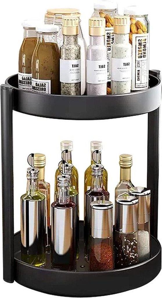 Doppelwende Spice Rack 2 Ebenen 360-Grad drehbarer Stand für Spices auf der Arbeitsplatte ohne Bohren Metall-Stabiles Spiegelbild für Spices Orga...