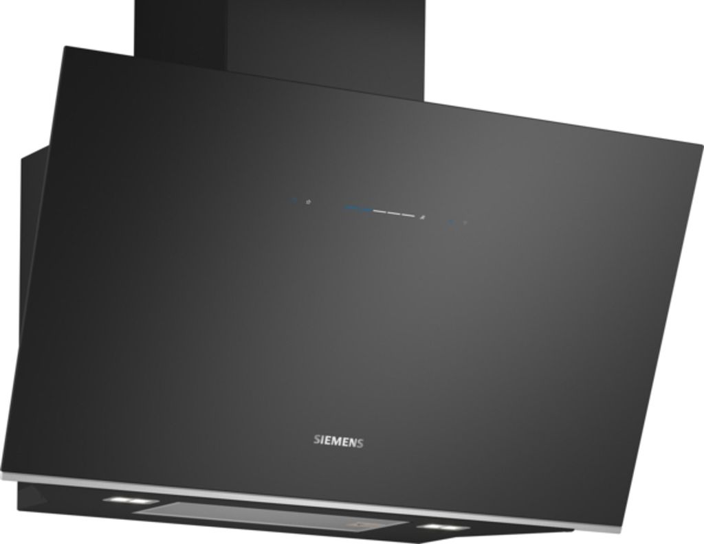 Siemens iQ700, Wandesse, 90 cm, Klarglas schwarz bedruckt LC91KLT60 Schrägansicht
