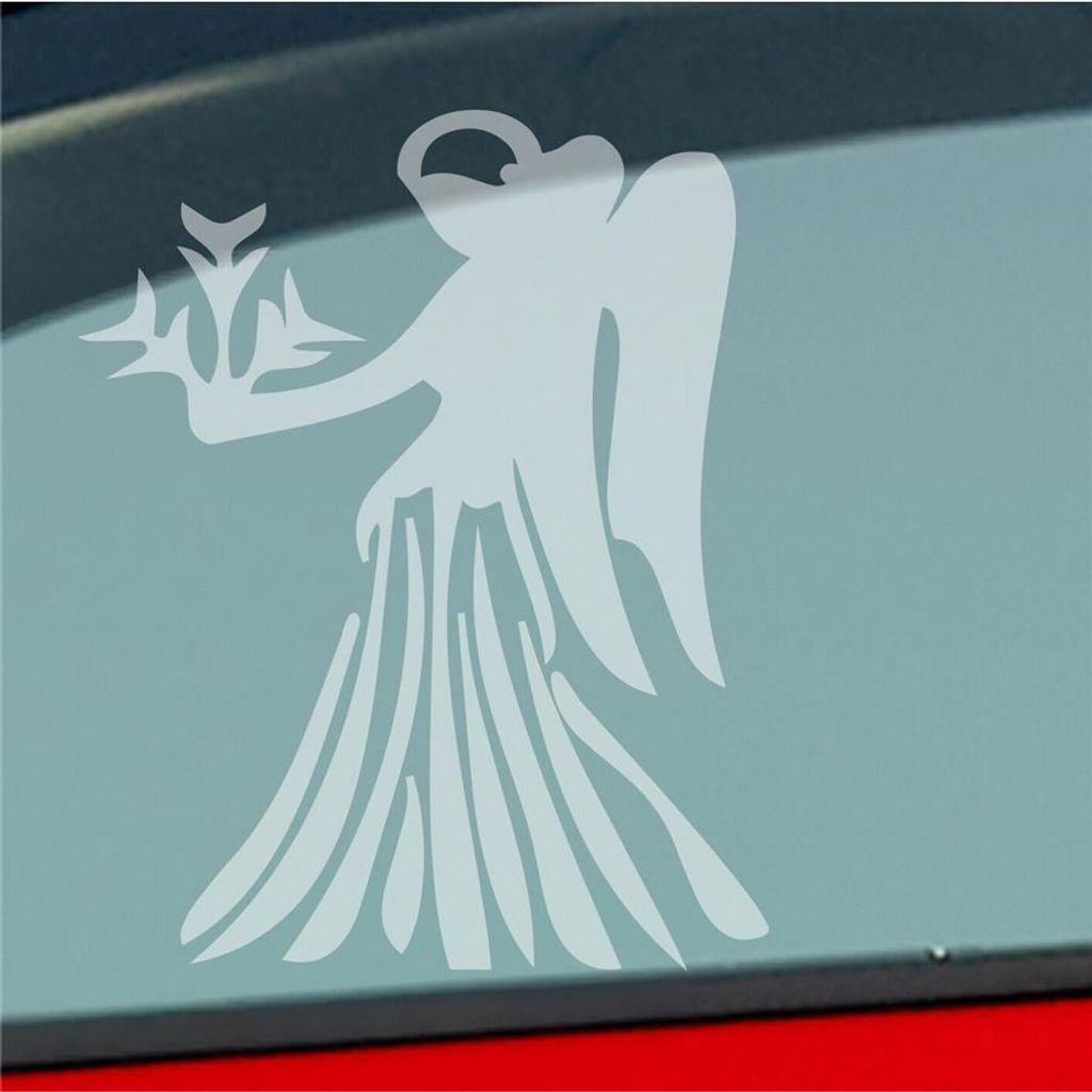 Auto Aufkleber Sternzeichen Jungfrau Tier Motorrad KFZ Roller 10x8 cm Milchglas Sticker Heckscheibenaufkleber