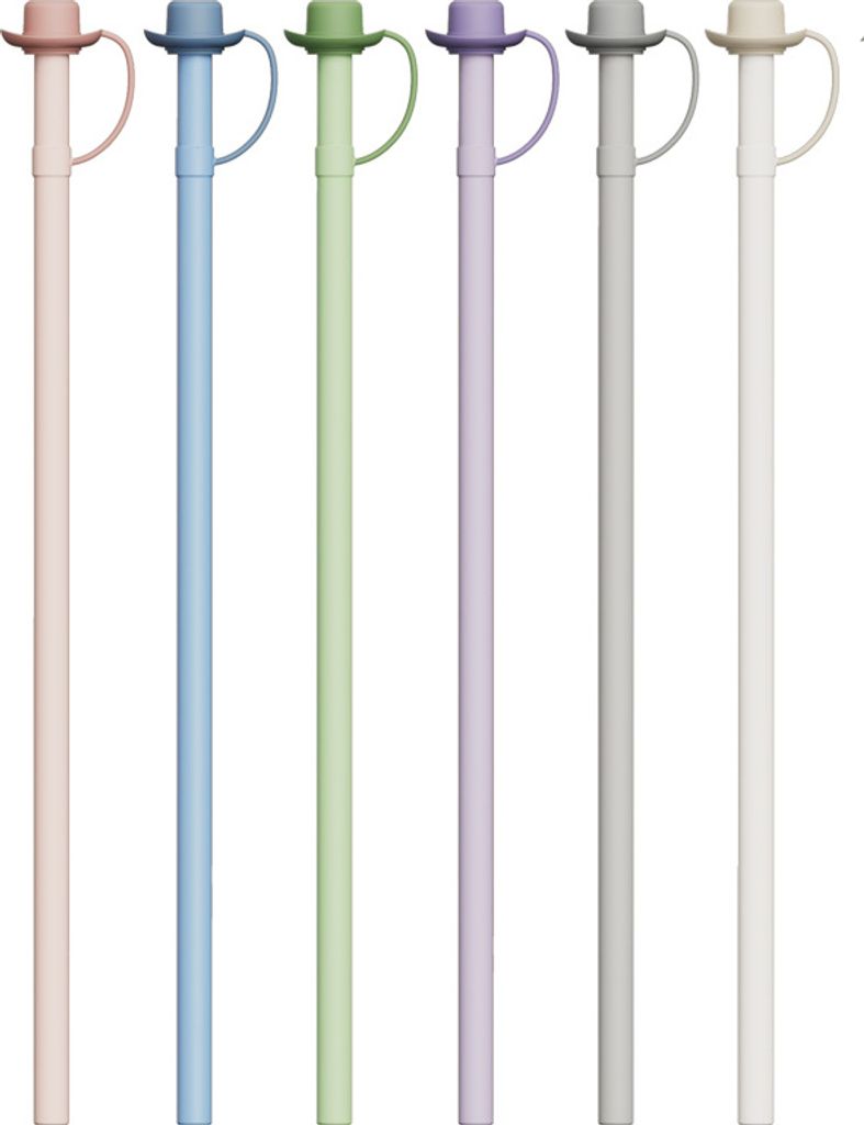 INF 6er-Pack Silikon-Trinkhalme mit Verschlussdeckel und 1 Reinigungsbürste