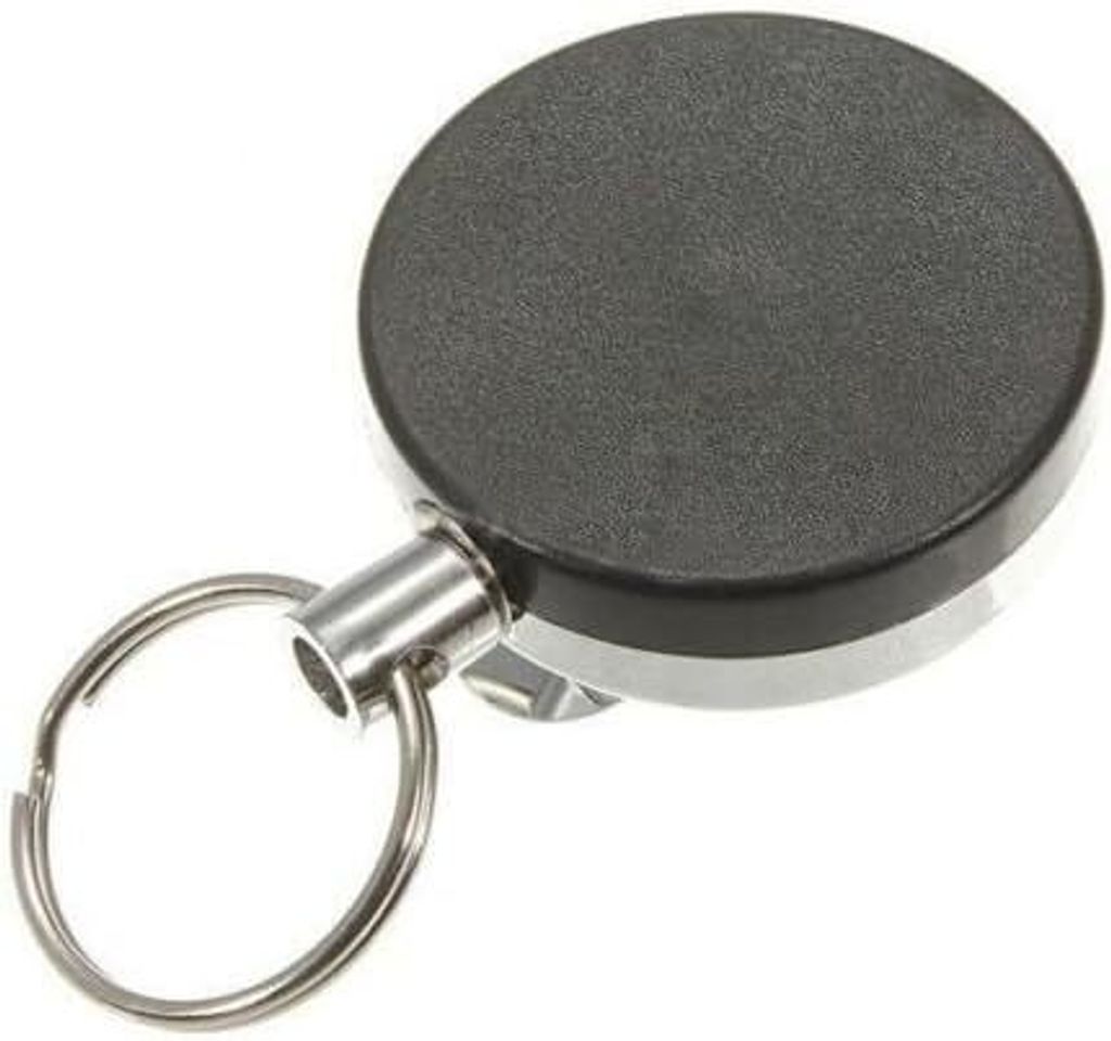Ausweisjojo Zipper Jojo Schlüsseljojo STAHLSEIL Gürtelclip 40mm Ø Jojo Zipper rund Aufrollmechanismus Zugkraft EXTRA STARK