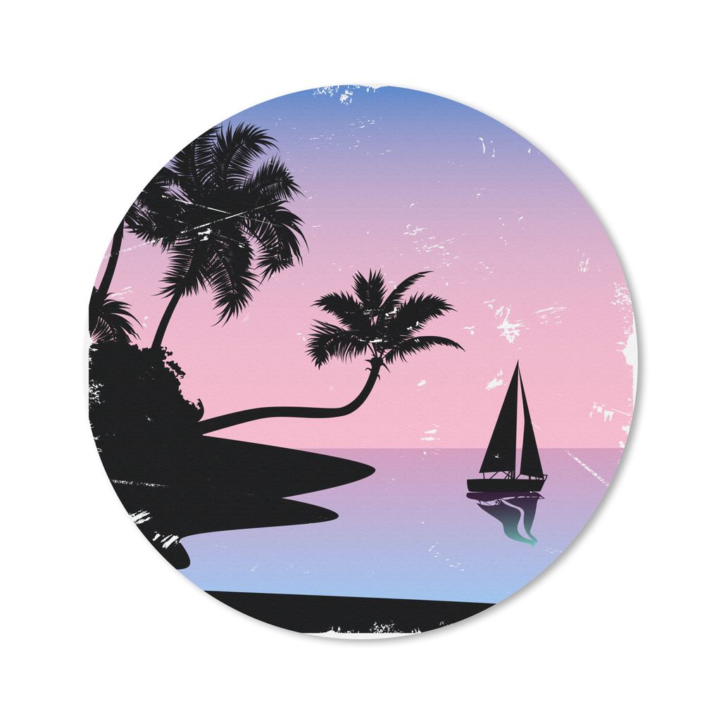 MuchoWow Mauspad Mousepad Segelboot - Meer - Nacht 20x20 cm - Mousepads - Maus Mat - Pad - Mausunterlage - Schreibtischmatte