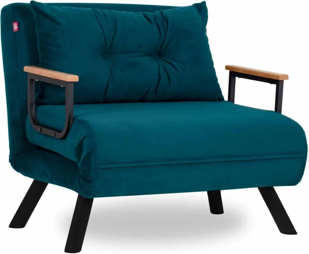 Fauteuil Convertible 1 Place Vert Pétrole Sando pour Petits Espaces