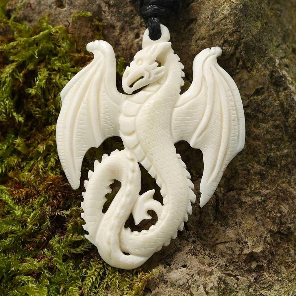 Drachensilber Drache Schmuck Kettenanhänger aus Knochen