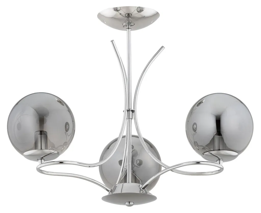 Lustre suspension SENTIA moderne en verre fumé et métal chromé Alfa