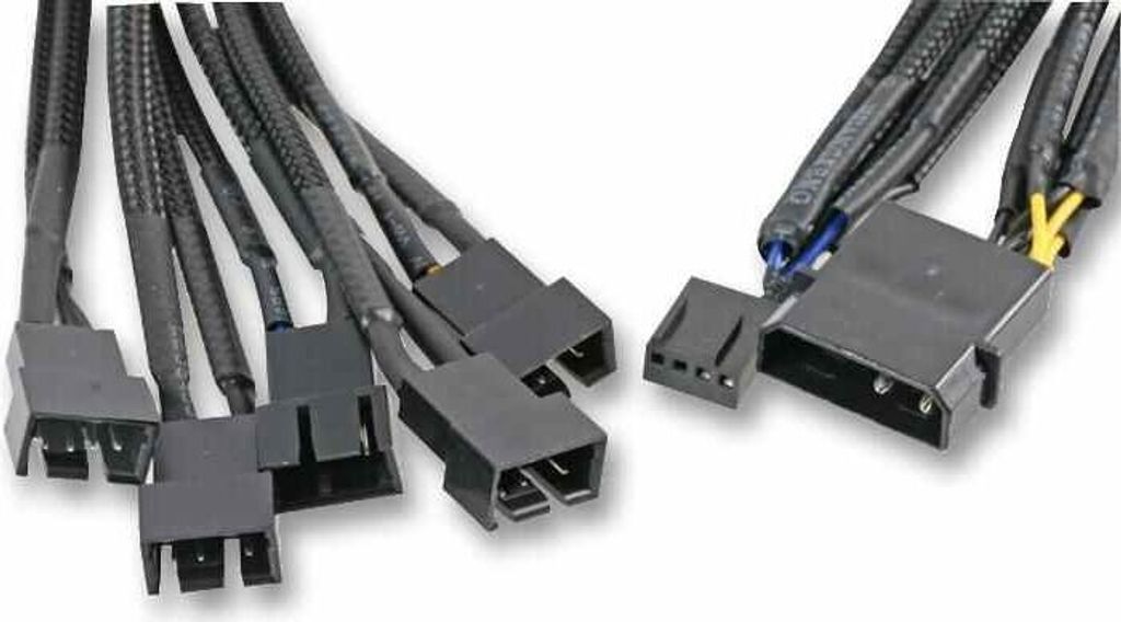 AKASA - 5x PWM Lüfter Power Splitter Kabel von 4 Pin Molex, 45cm geflochtenes Kabel