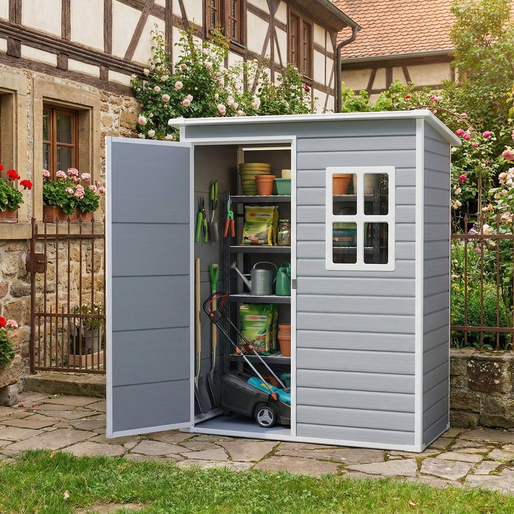 Gartenhaus 146x104x186 cm aus PP | Wetterfester Schuppen Produktbild 