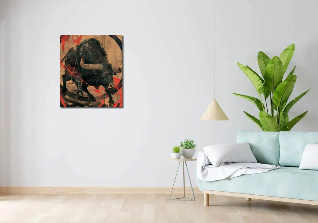 Image Taureau Indomptable 60x70 cm - Impression Haute Définition - 2