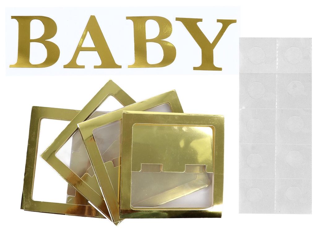 Babyparty-Ballonbox, sicher, harmlos, gold, transparent, vorgefaltet, aus Papier, durchsichtig, für Partydekoration