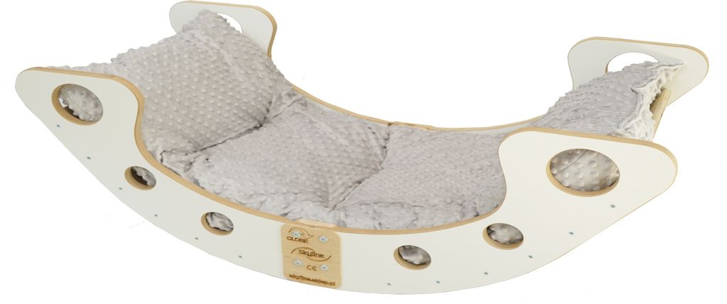 Skyline Kletterbogen Klettergerüste Kletterdreieck Baby Kletterwippe Holzbogen für Kinder Montessori Lack Klappbar Weiß, mod.B, 85x42x36cm, Grau