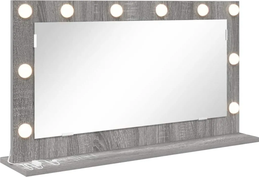 Montaggio Facile: Specchio Bagno 80x45 Grigio Sonoma con Mensola